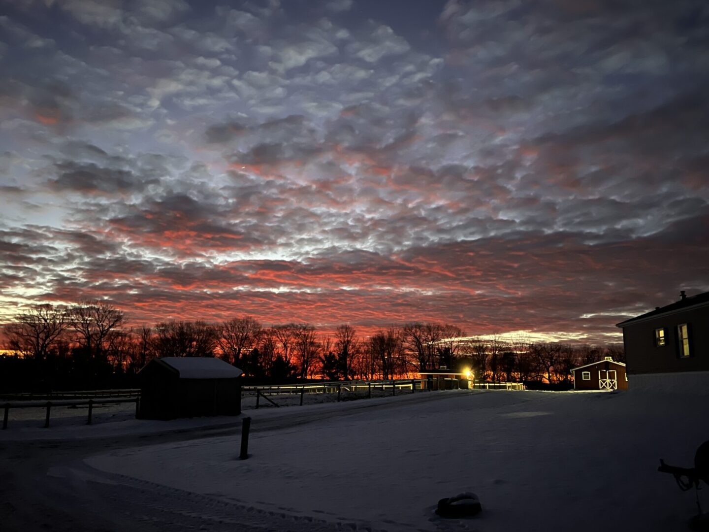 A beautiful place during the evening with snow